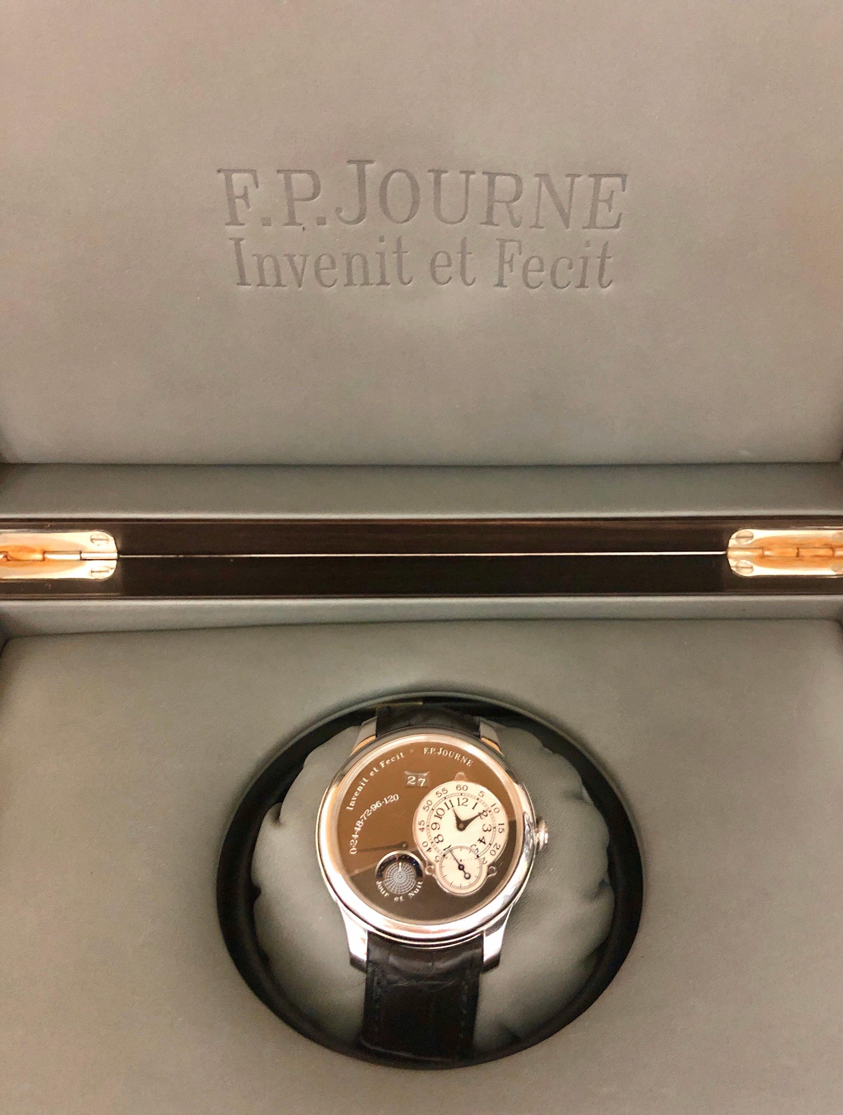 FP Journe Limited Edition Octa Jour/Nuit Platinum Reserve de Marche Wristwatch In Excellent Condition In Switzerland, CH