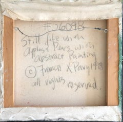 Still life with Apples and Pears with abstract painting