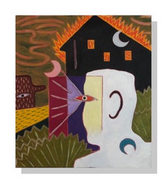 Swamp house on Fire ( Earth tone  colors)