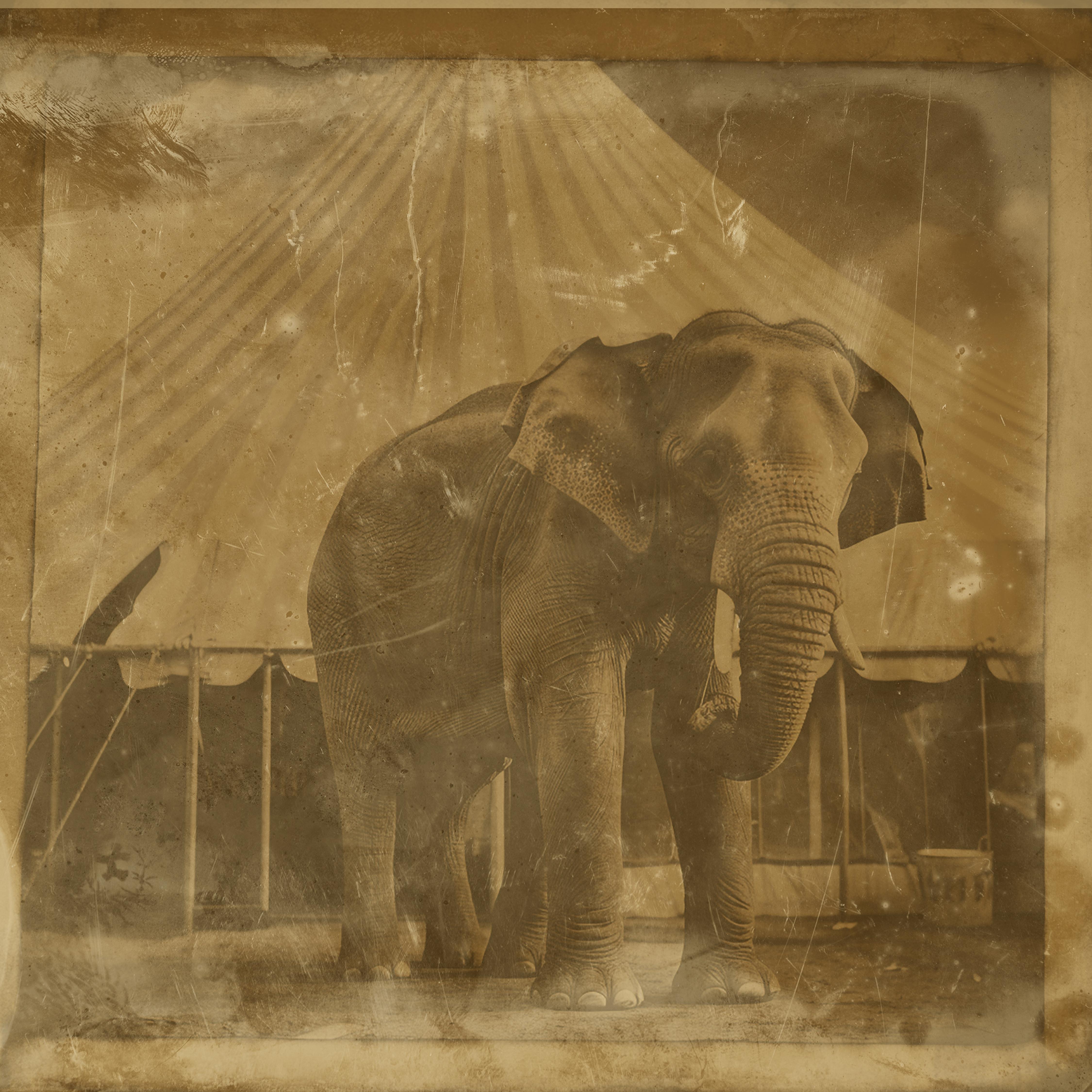 FPA Francis Pavy Artist Figurative Photograph - Bingo the Circus Elephant  circus series enchanting daguerreotype reproduction