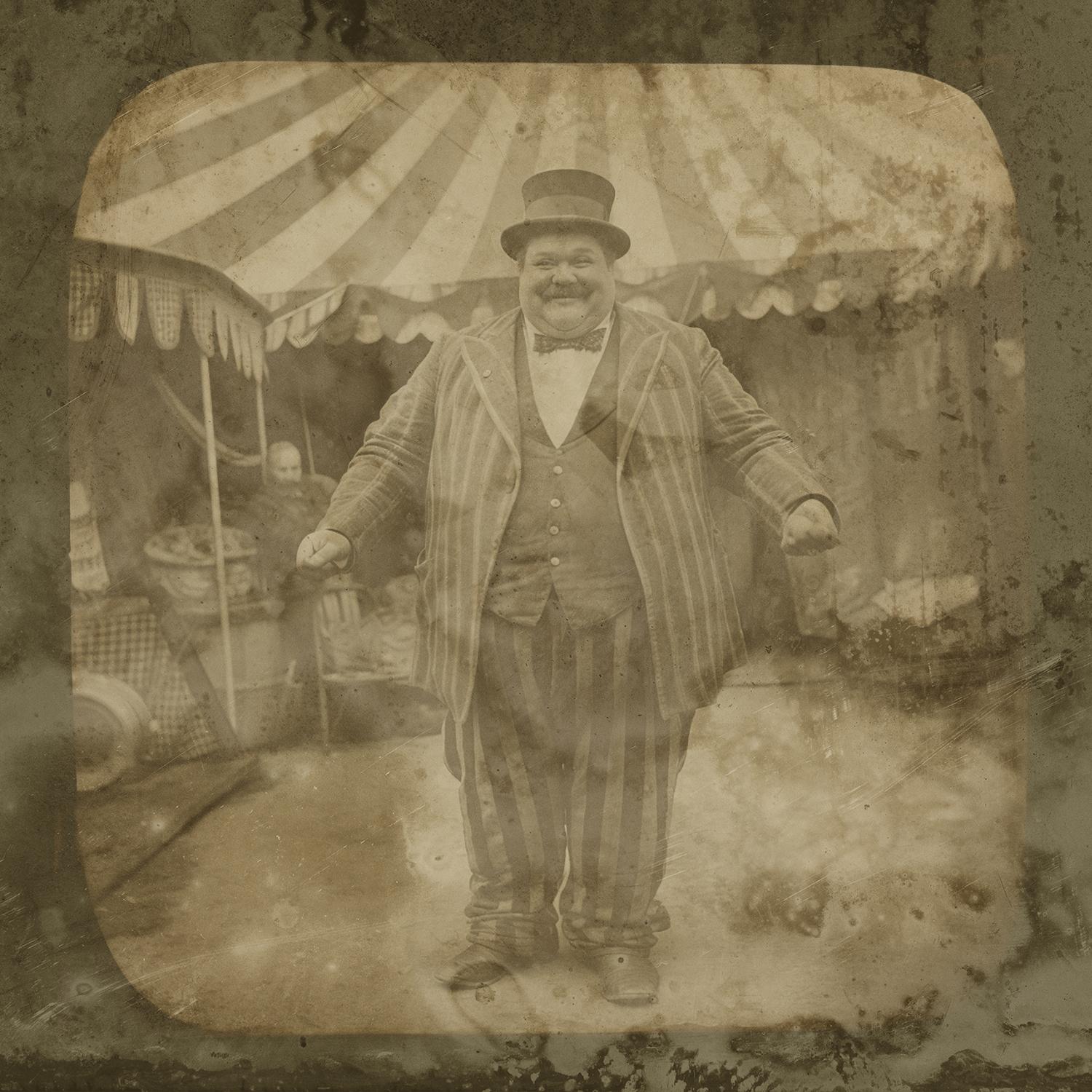 Figurative Photograph FPA Francis Pavy Artist - Circus Fatman - reproduction du daguerréotype éxotique encadrée