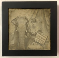 Eliese und ihr sprechender Elefant =xotische daguerreotypische Reproduktion Gerahmt