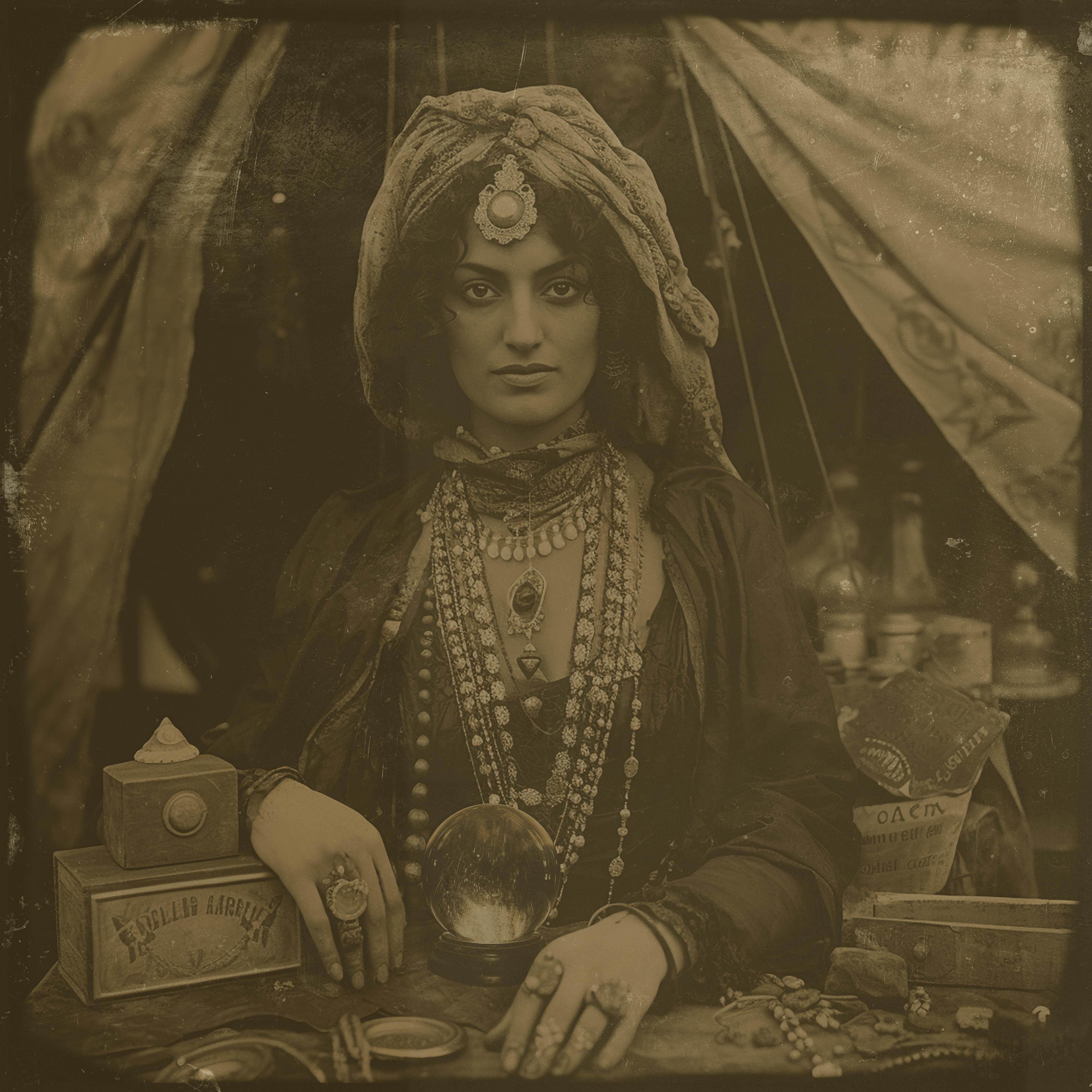 FPA Francis Pavy Artist Figurative Photograph - Gypsy Woman  --enchanting exotic daguerreotype reproduction 
