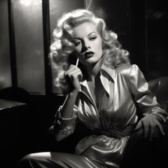 In the dressing room  - Film Noir Actress smoking a cigarette 