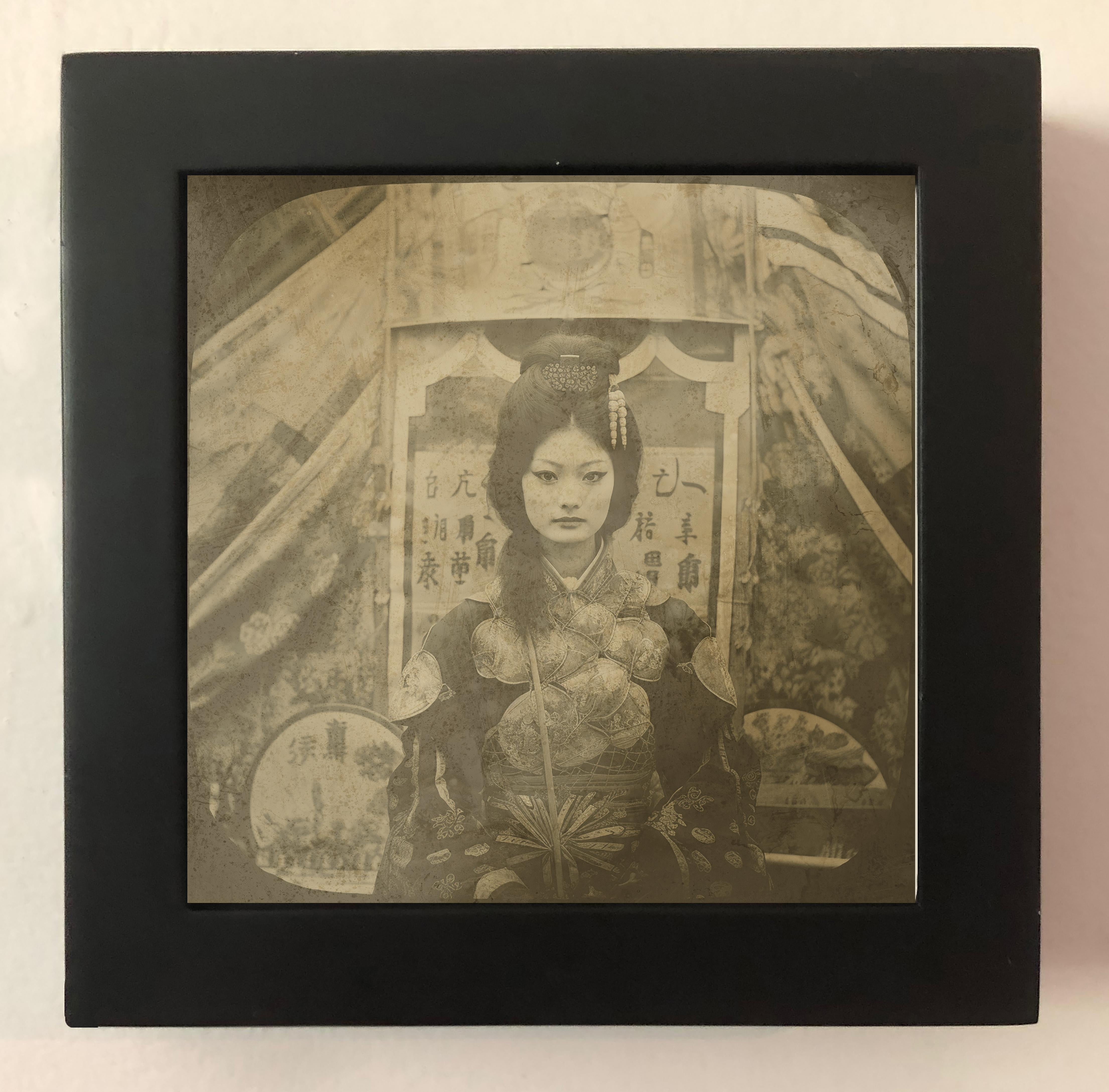 FPA Francis Pavy Artist Figurative Photograph - Japanese Geisha- exotic daguerreotype reproduction Framed