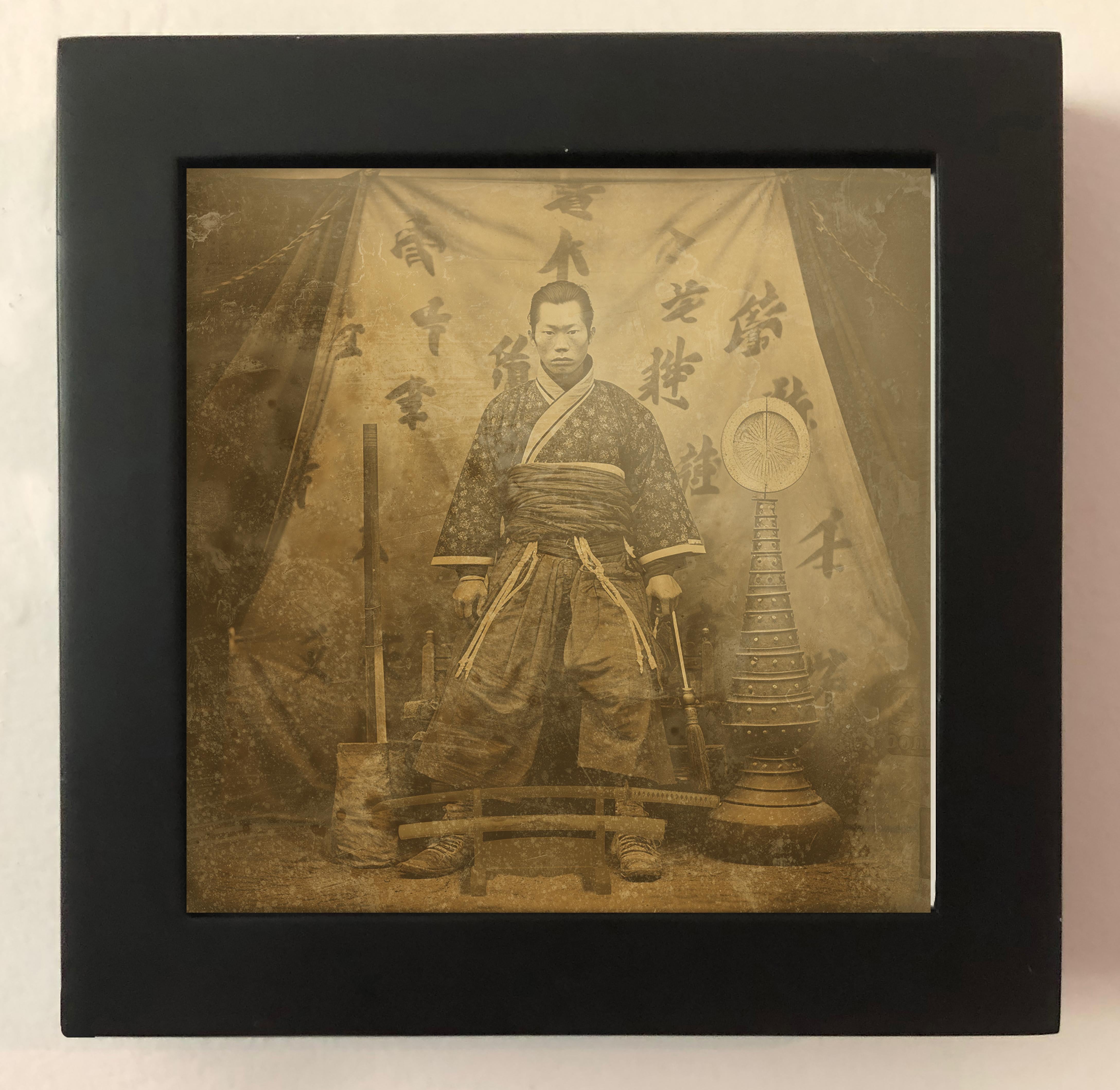 FPA Francis Pavy Artist Figurative Photograph – Japanische Samurai-exotische Daguerreotypie-Reproduktion, gerahmt