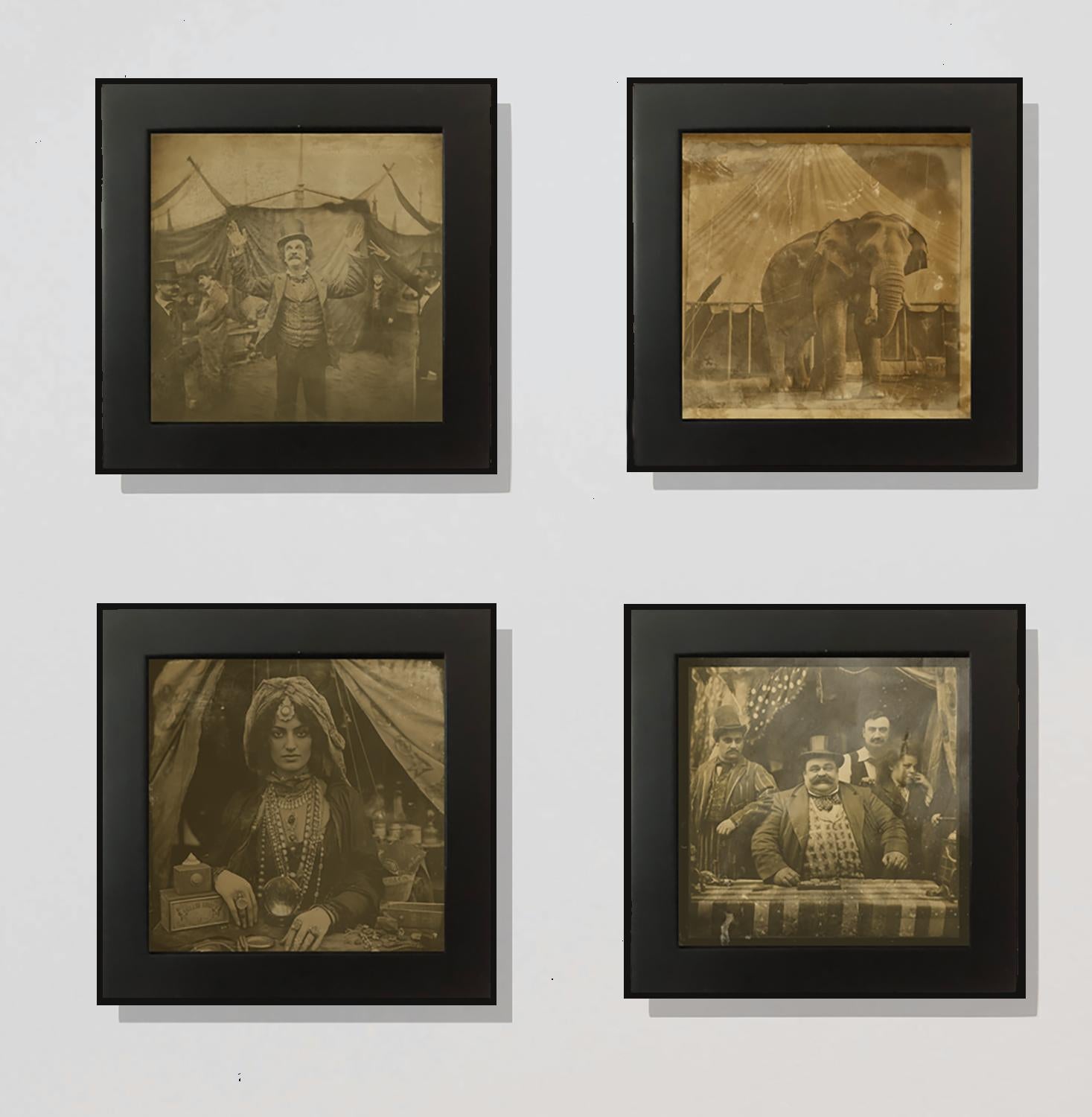 quartet of circus images  -exotic daguerreotype reproductions Framed