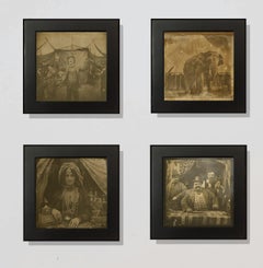 quartet d'images de cercles  reproductions de daguerréotypes exotiques encadrées