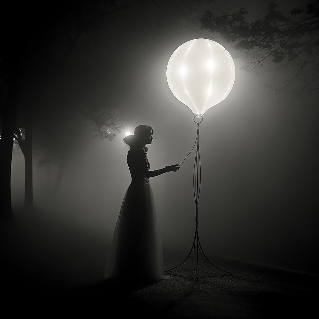 FPA Francis Pavy Artist Figurative Photograph – Eine junge Frau, die ihre Kugellampe testiert - FILM NOIR