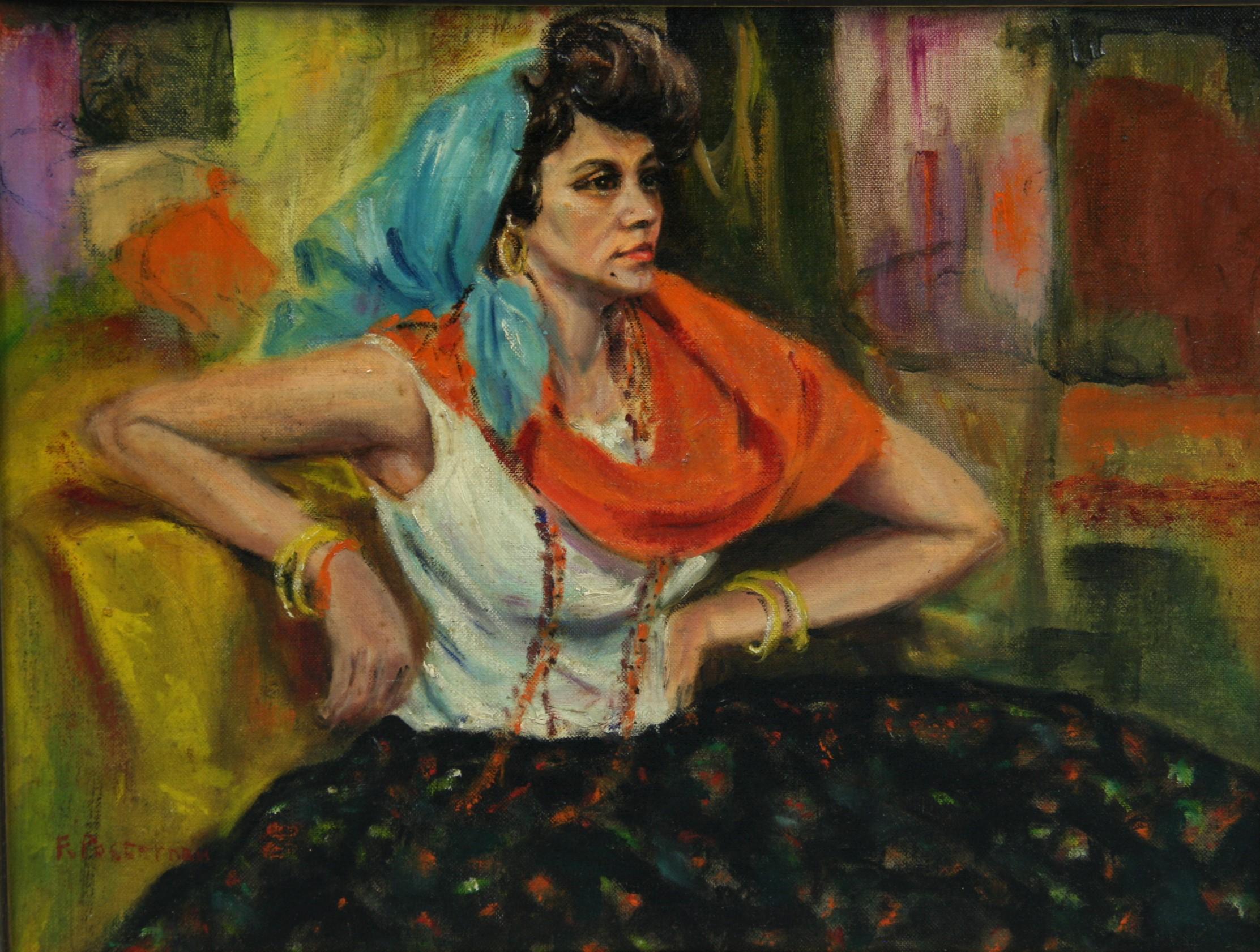 Gypsy Fortune Teller 1968 - Painting by F.Pasternak