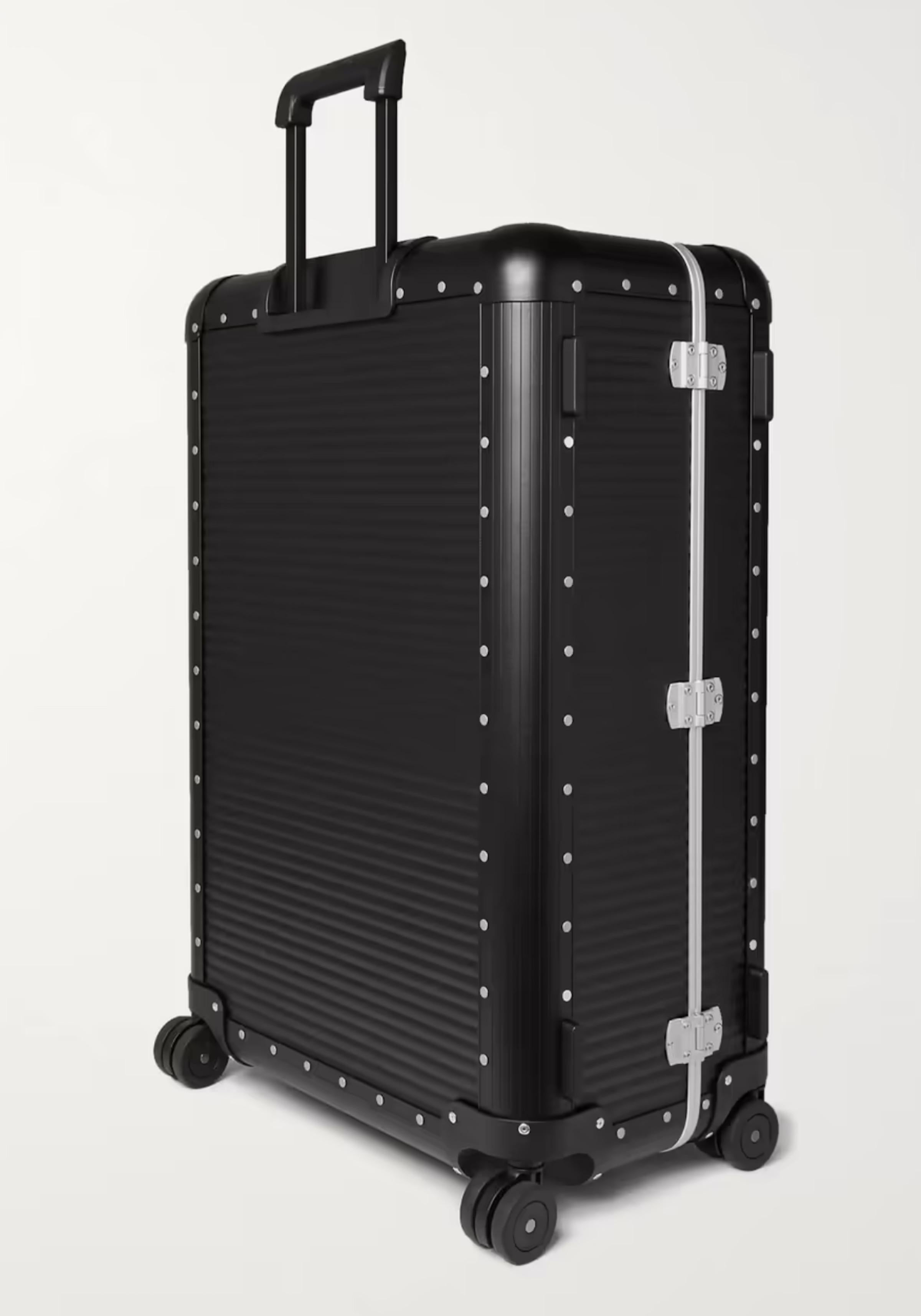 Aluminum Fpm Milano Caviar Black Bank Spinner 76 Suitcase, Italy