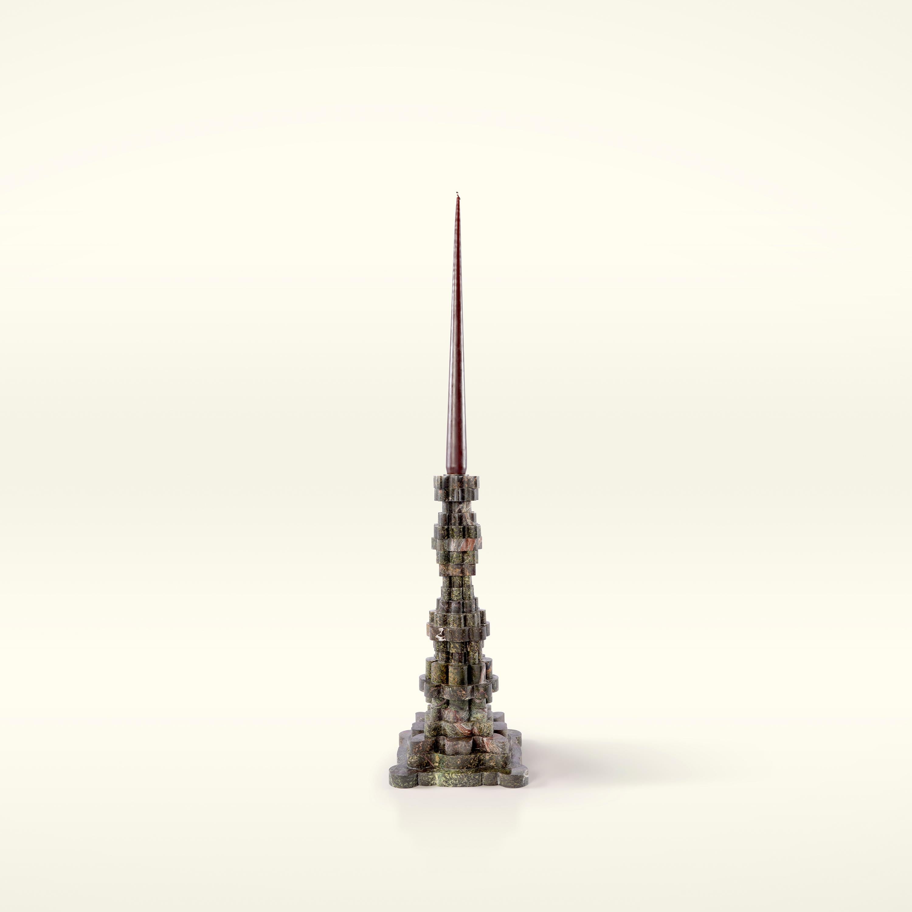 Modern FPTF Candle Holder in Marble Featuring A Distinctive, Unique Form For Sale