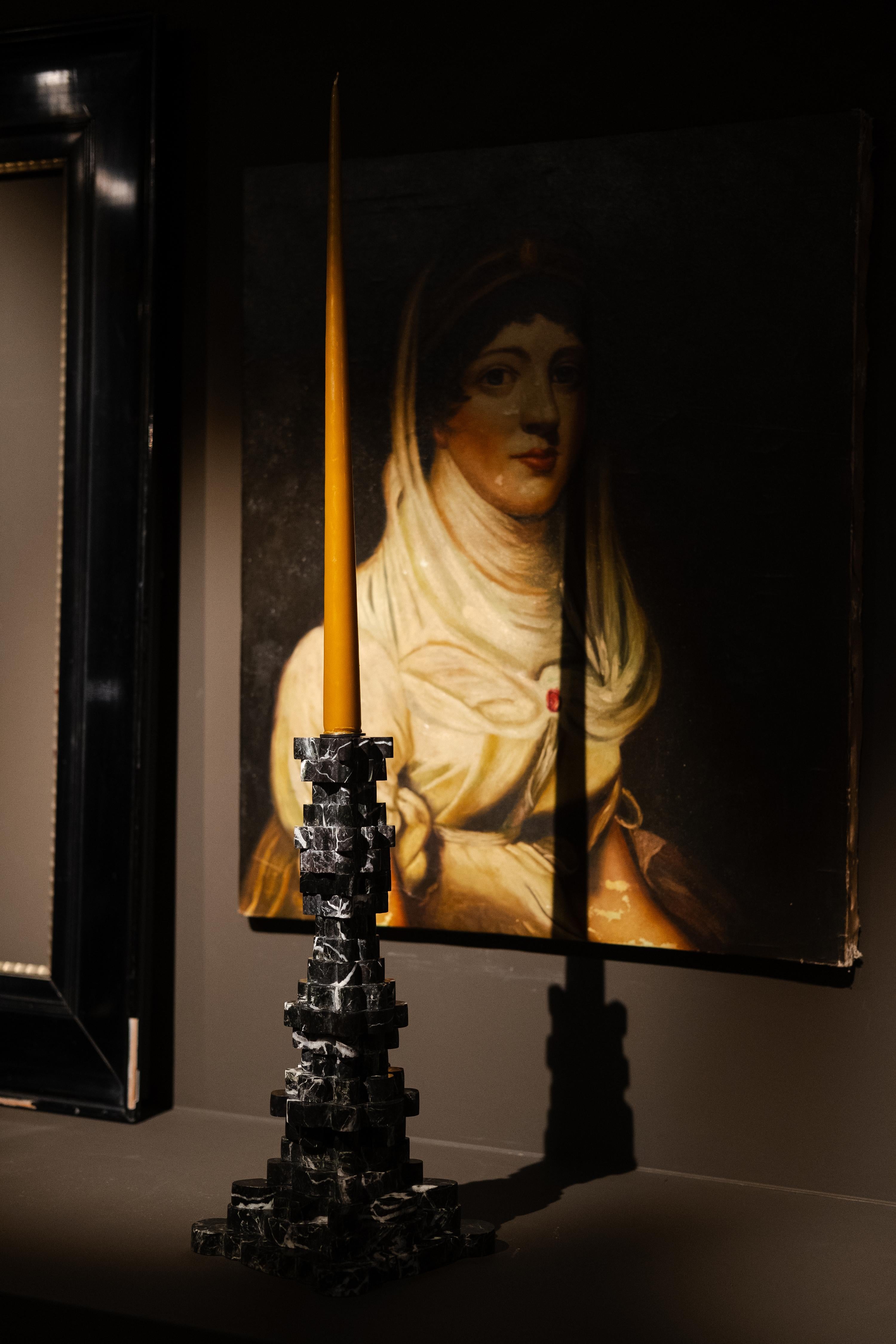 Turkish FPTF Candle Holder in Marble Featuring A Distinctive, Unique Form For Sale