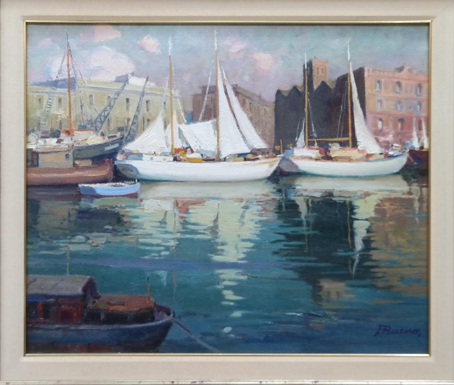 F. Bueno Puerto de Barcelona  Original-Realist  Malerei (Expressionismus), Painting, von FR. BUENO