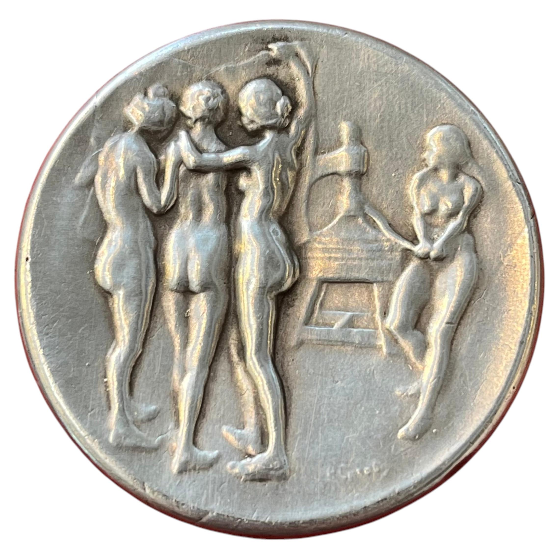 R. F. Carabina : medalla de bronce plateada C. 1900 en venta