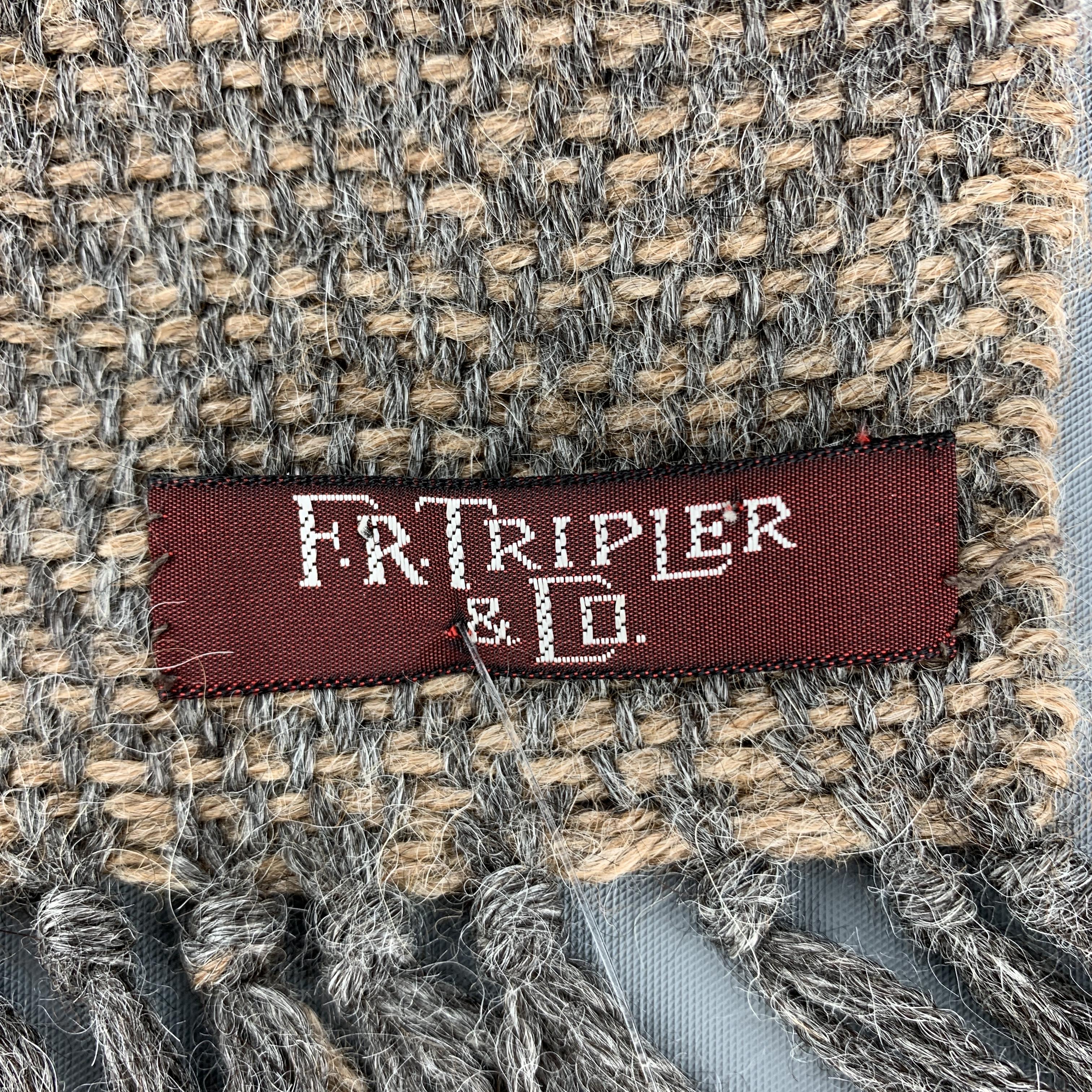 Men's F.R. TRIPLER & CO. Taupe & Gray Woven Wool Blend Fringe Scarf