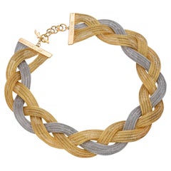 Fraccari 18k Yellow Gold and White Gold Soft Mesh Woven Necklace
