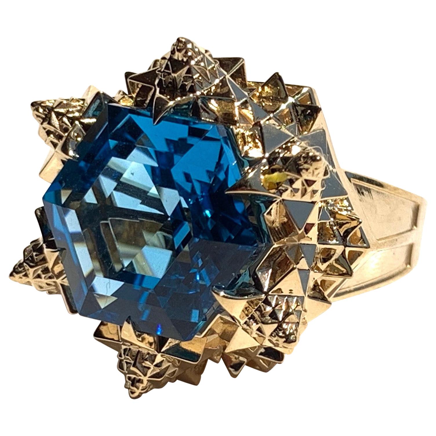 Fractal Gold Topaz Ring