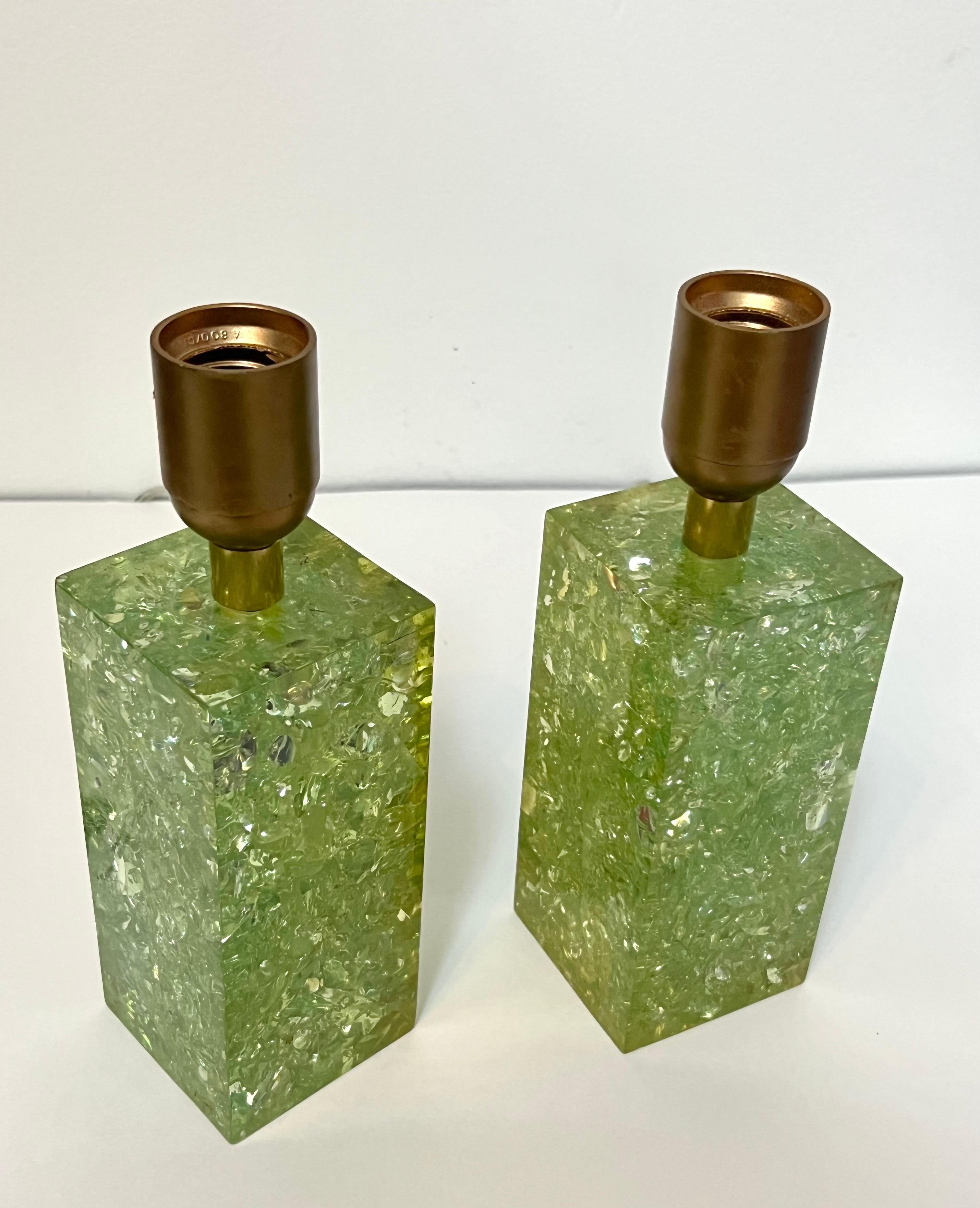 A pair of petit fractal resin table lamps.