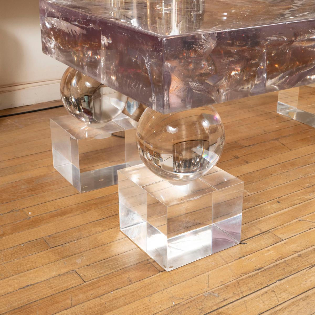 Mid-Century Modern Fractale resin rectangular coffee table  For Sale