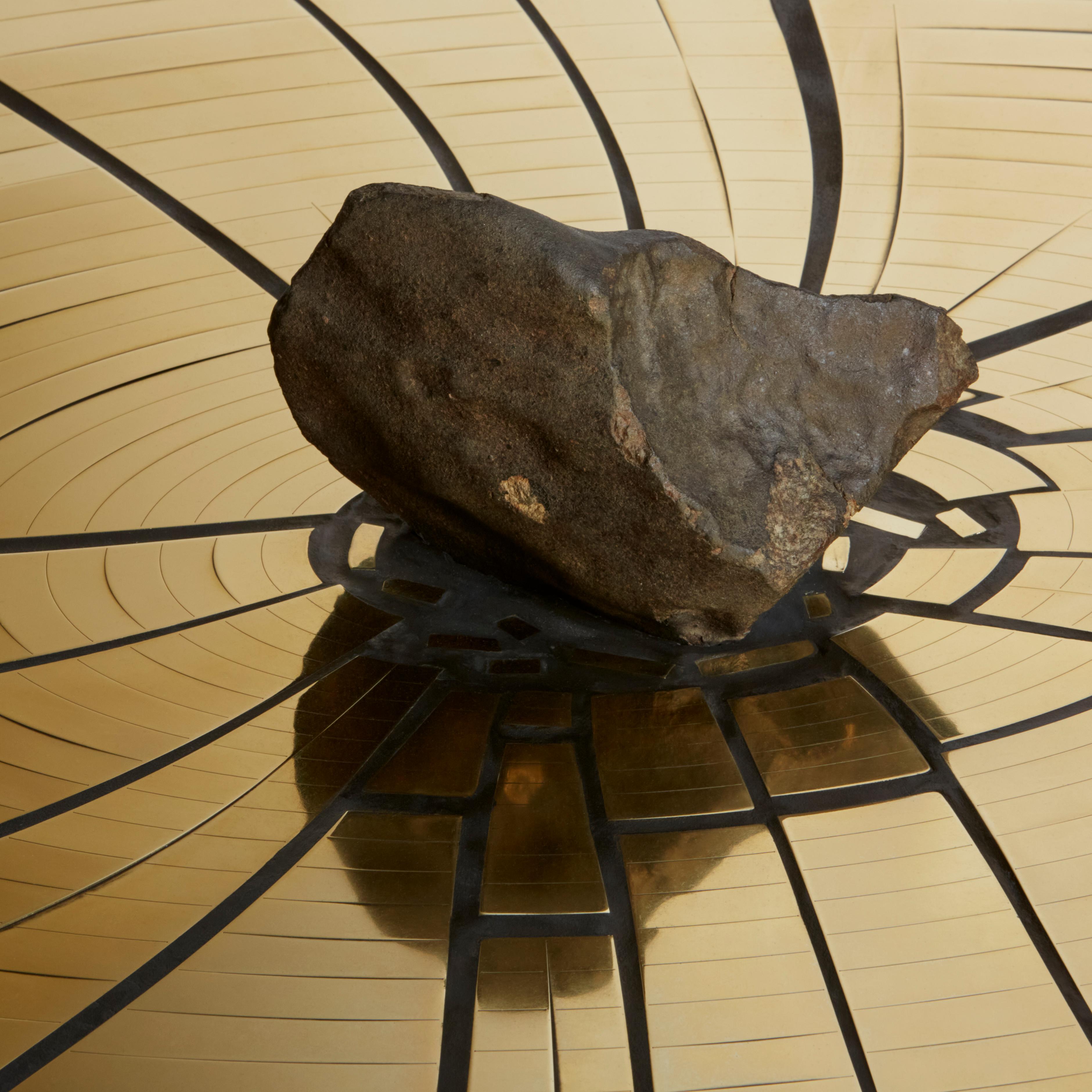Fracture Cosmique Brass & Black Steel Coffee Table w/Meteorite by Erwan Boulloud For Sale 4