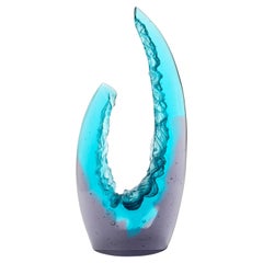 Fracture I, abstract blue textured cast glass sculpture by Wayne Charmer Fracture I, abstract blue textured cast glass sculpture by Wayne Charmer
