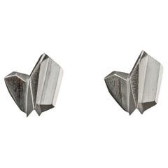 Fractured Facet Stud Earrings in Sterling Silver 925 by Leonie Simpson