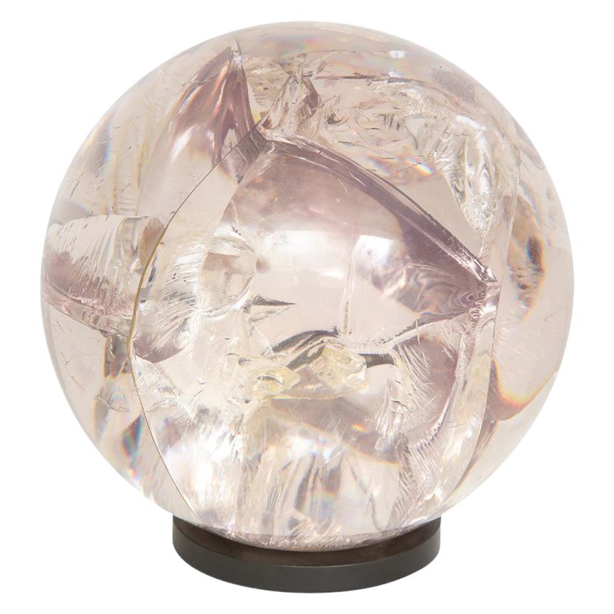 Fractured Resin Lucite Sphere, Bronze Base