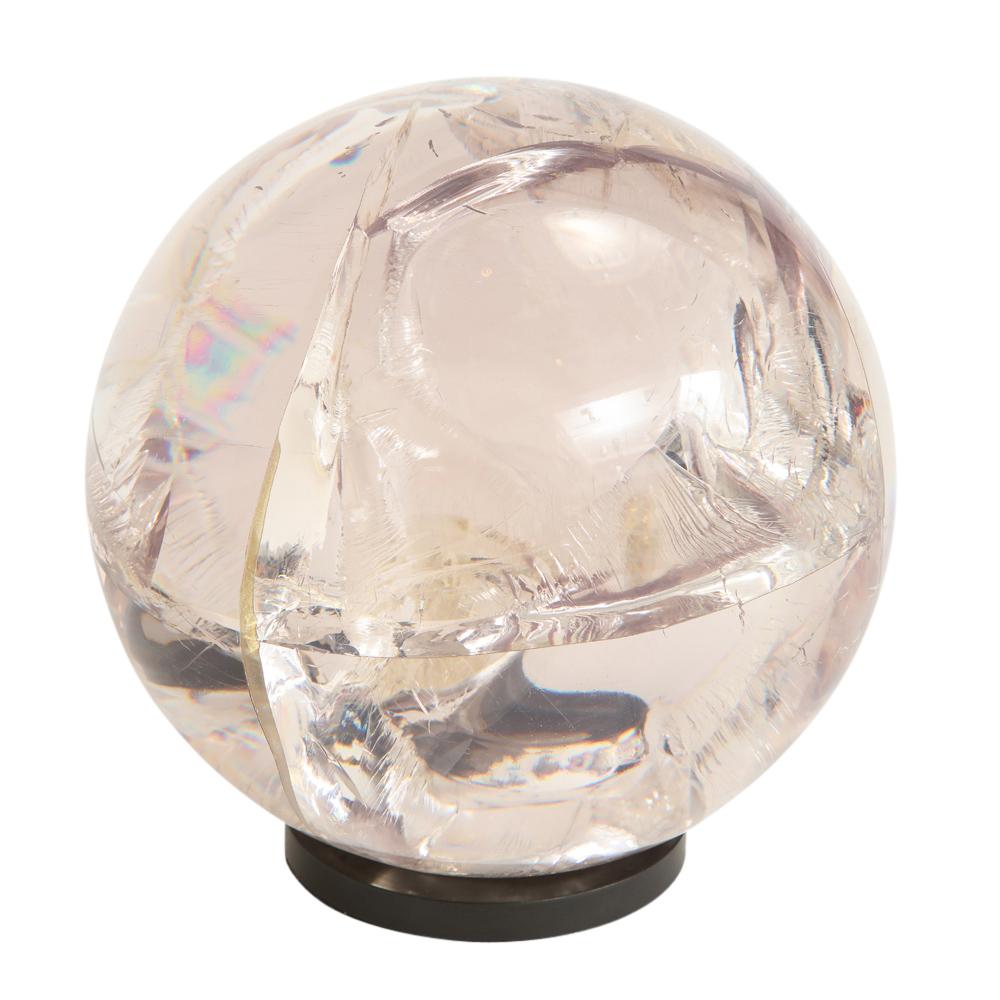 Fractured Resin Lucite Sphere, Bronze Base In Good Condition In New York, NY