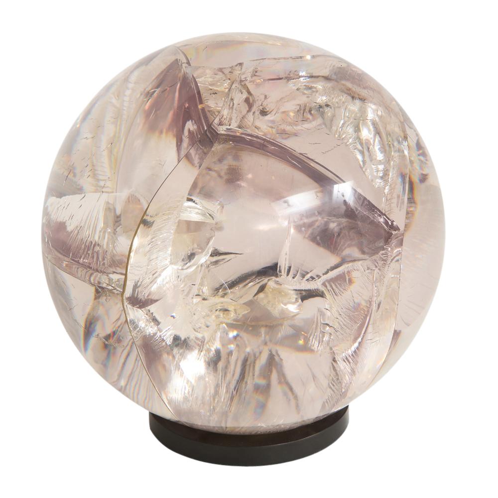 Acrylic Fractured Resin Lucite Sphere, Bronze Base