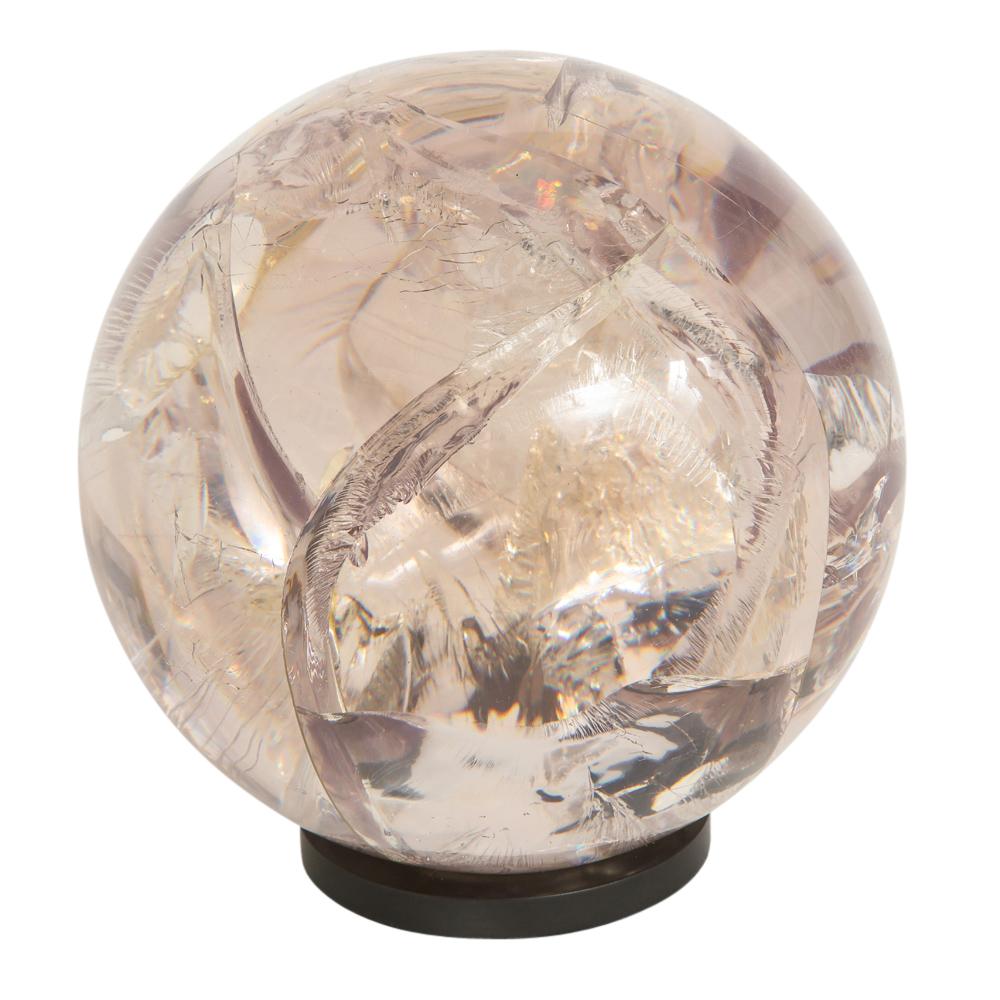 Fractured Resin Lucite Sphere, Bronze Base 1