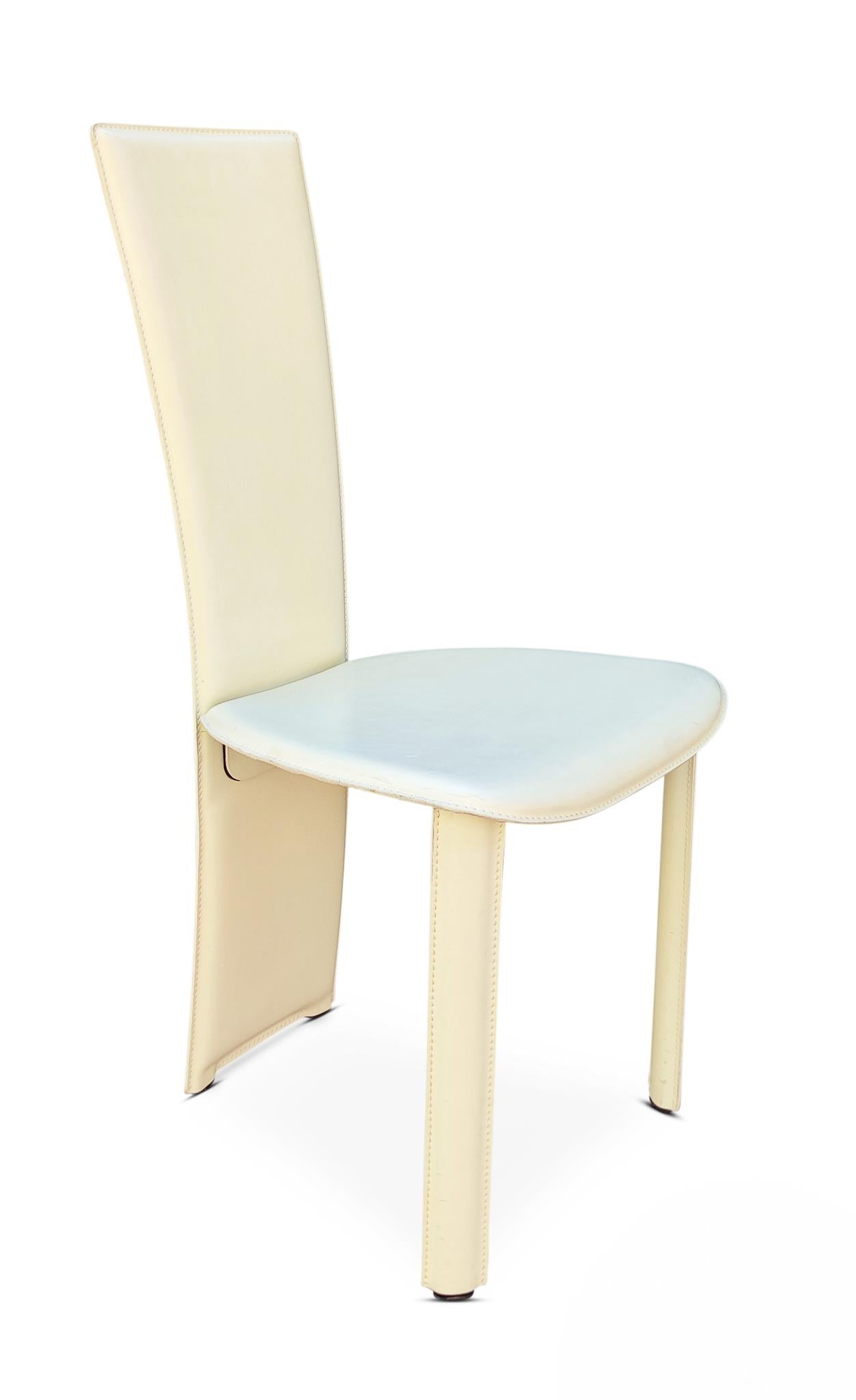 Postmoderne 6 chaises d'appoint Frag Italie en cuir cousues dans le style de Mario Bellini Post-Modern en vente