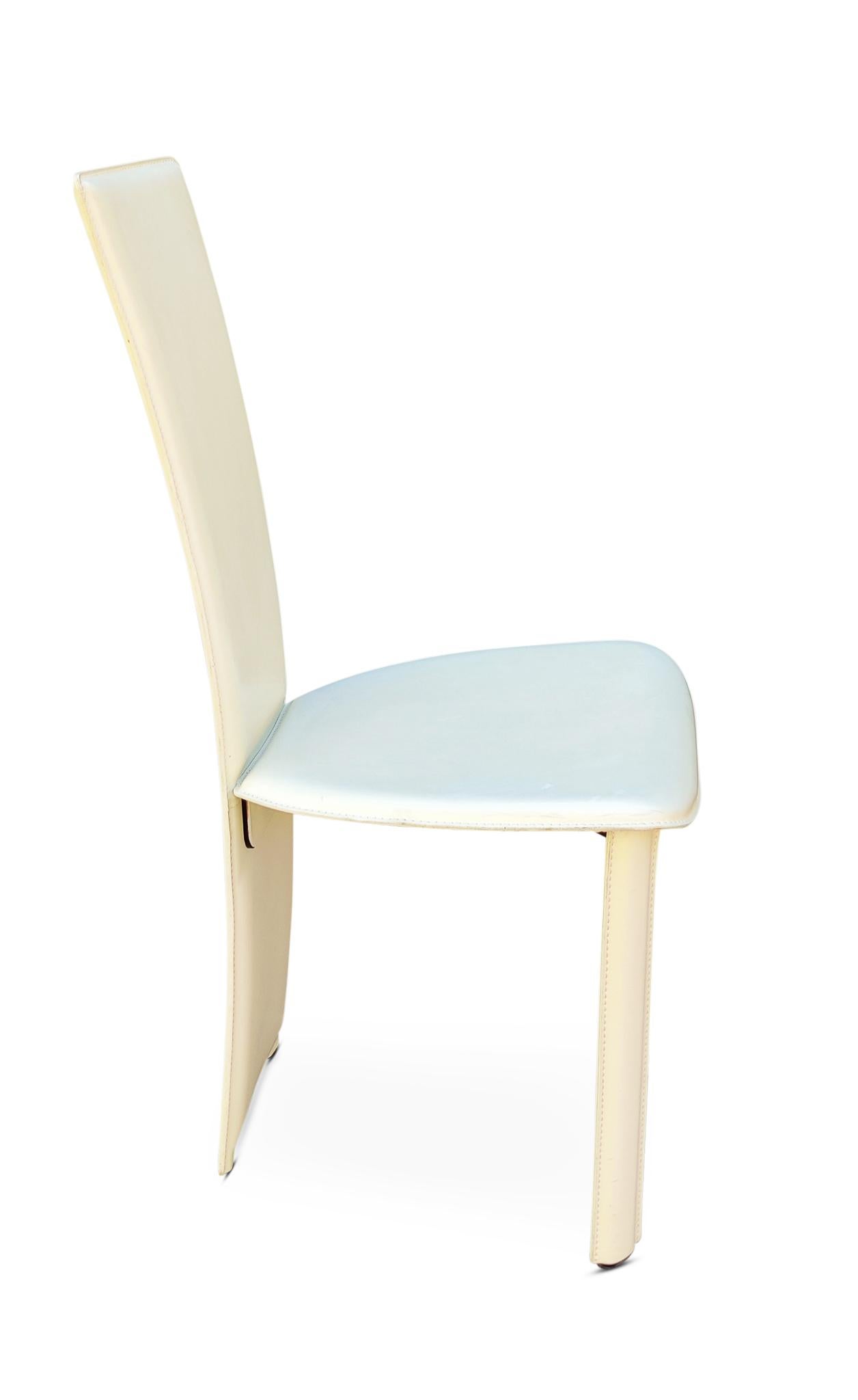 Frag Italien 6 Beistellstühle aus Leder mit Nähten im Stil von Mario Bellini Postmoderne im Zustand „Gut“ im Angebot in Philadelphia, PA