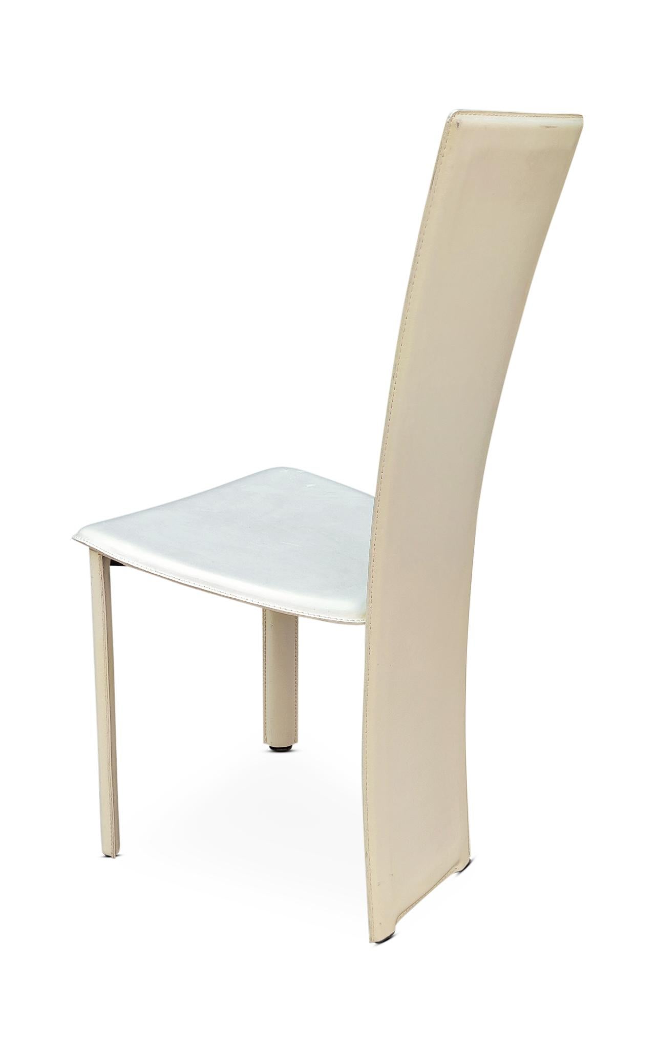 XXIe siècle et contemporain 6 chaises d'appoint Frag Italie en cuir cousues dans le style de Mario Bellini Post-Modern en vente