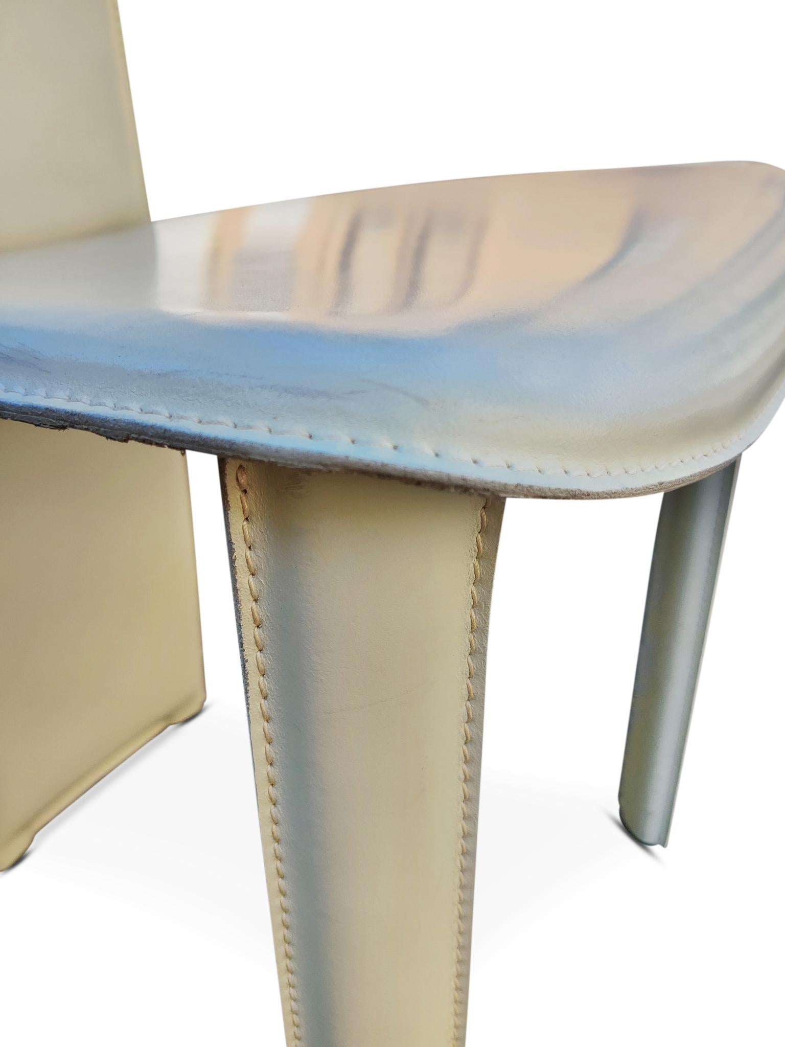 Frag Italien 6 Beistellstühle aus Leder mit Nähten im Stil von Mario Bellini Postmoderne im Angebot 4