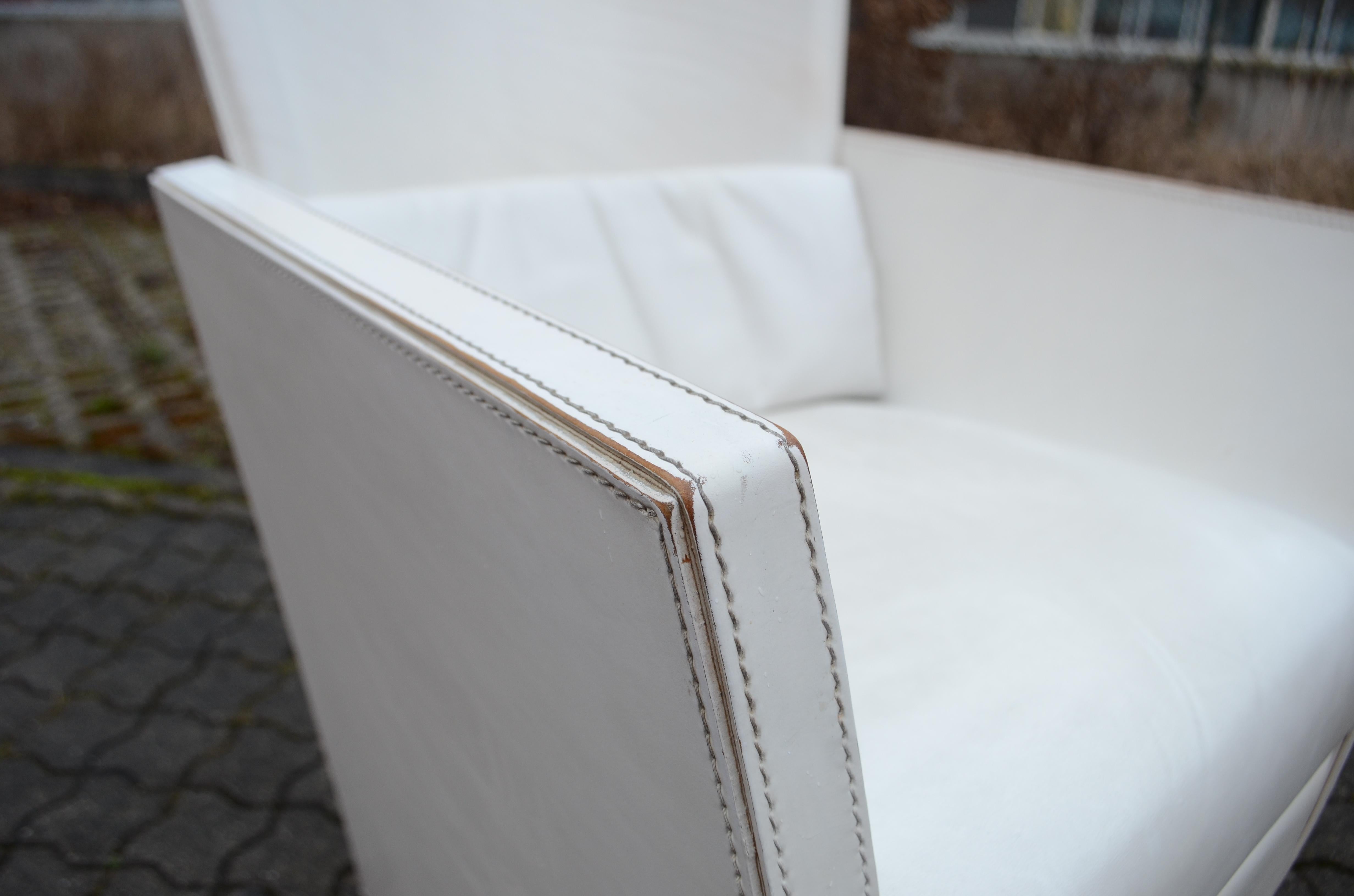 Frag Italy Modern Wingback Chair Wingback en cuir de selle blanc en vente 10