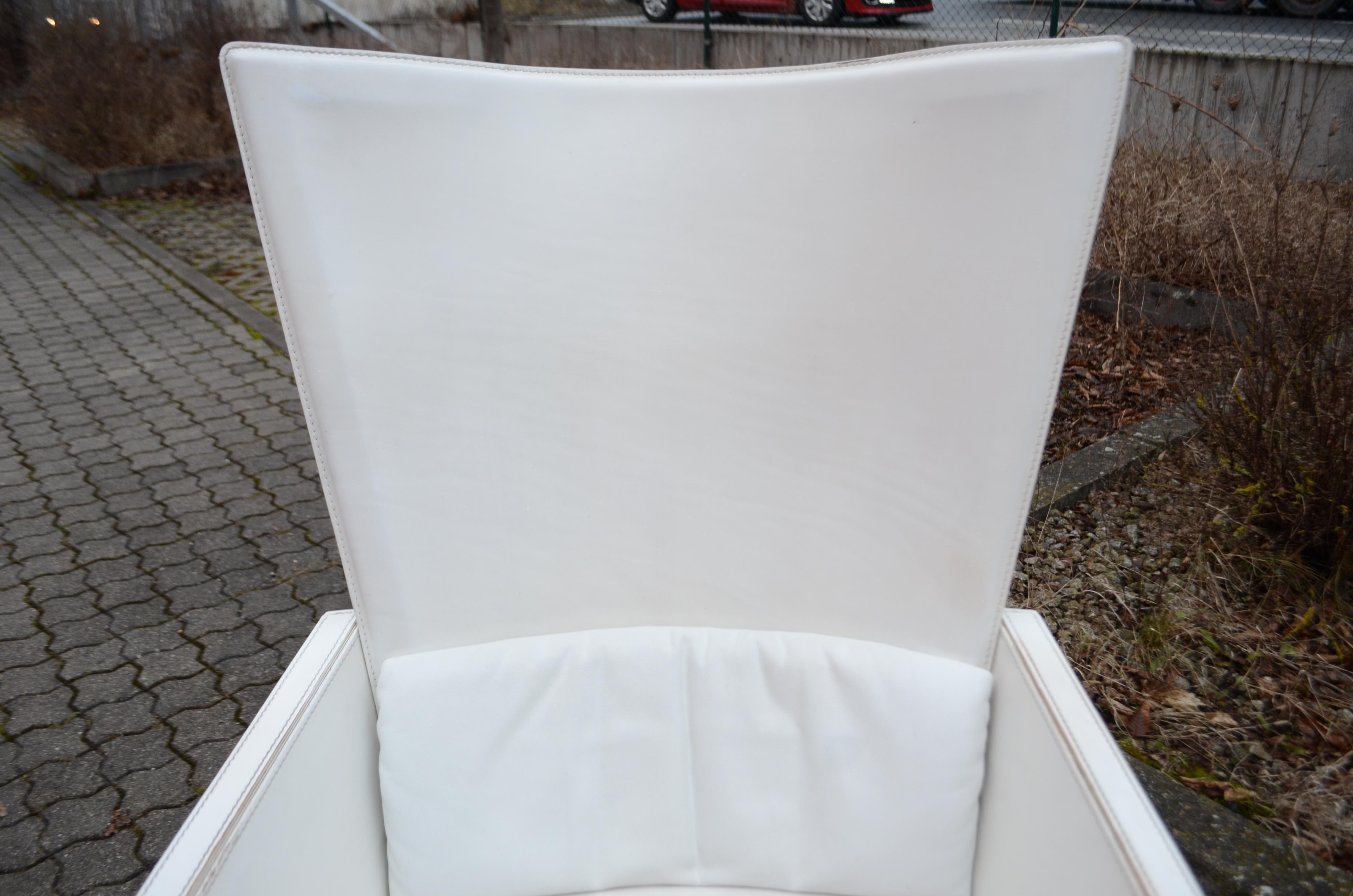 Frag Italy Modern Wingback Wing Chair White Saddle Leather For Sale 11