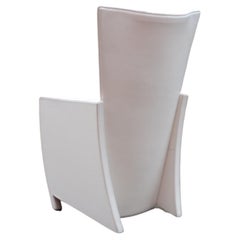 Frag Italy Modern Wingback Wing Chair White Saddle Leather
