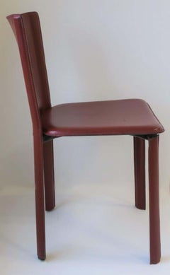 Frag Italy Set of Four '4' Stitched Leather Side Chairs Style of Mario Bellini