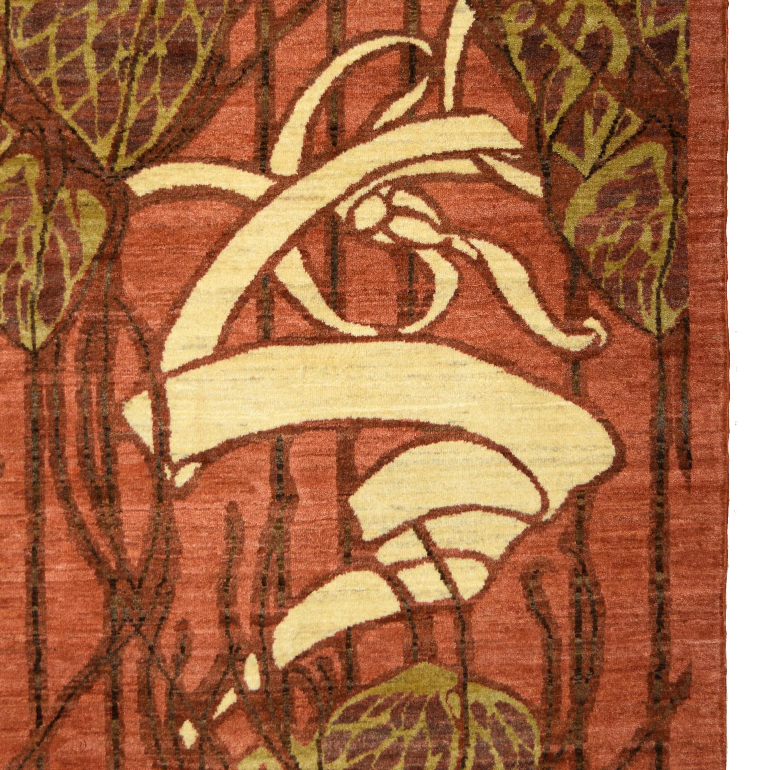 Orley Shabahang Jugendstil-Perserteppich aus Wolle, 5' x 7' (Art nouveau) im Angebot