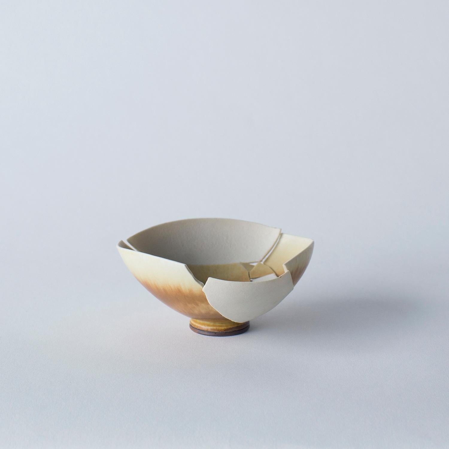 This series is made up of some glass and some ceramic works. These works are highly unique form and looking. Norihiko Terayama created them from damaged vases, coffee cups and so on. He start breaking damaged object into some fragments. Some of