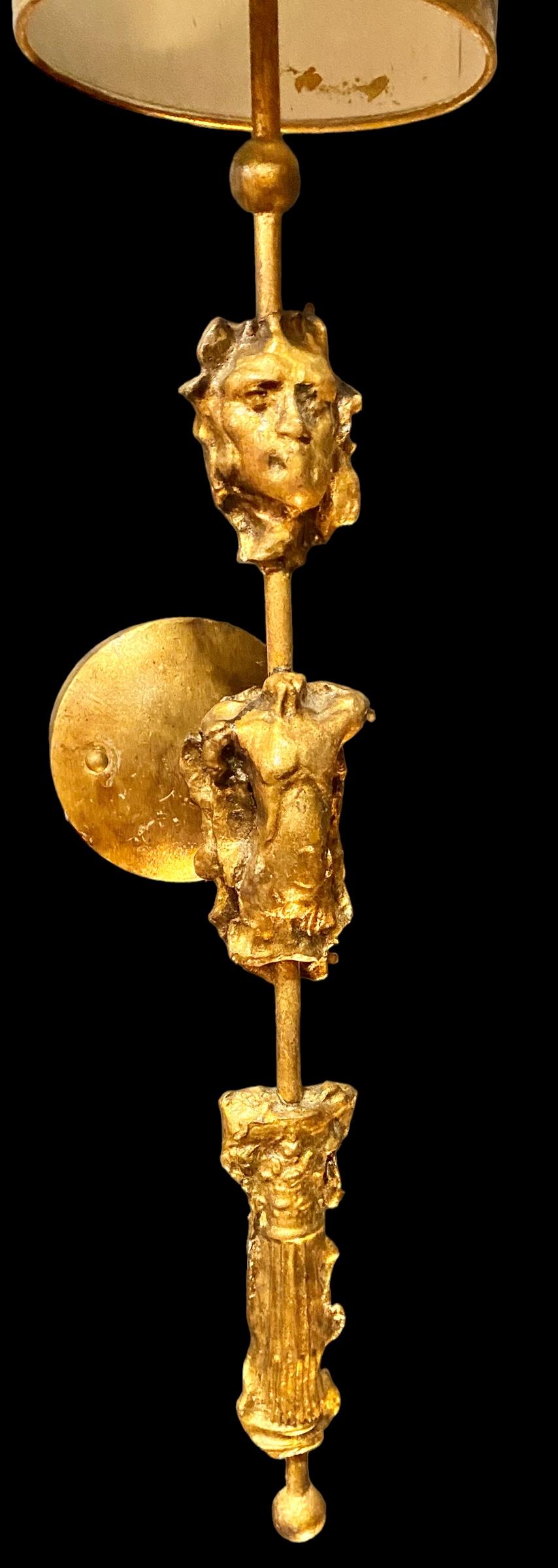 American New Orleans Fragment Burnished Gold Wall Sconces