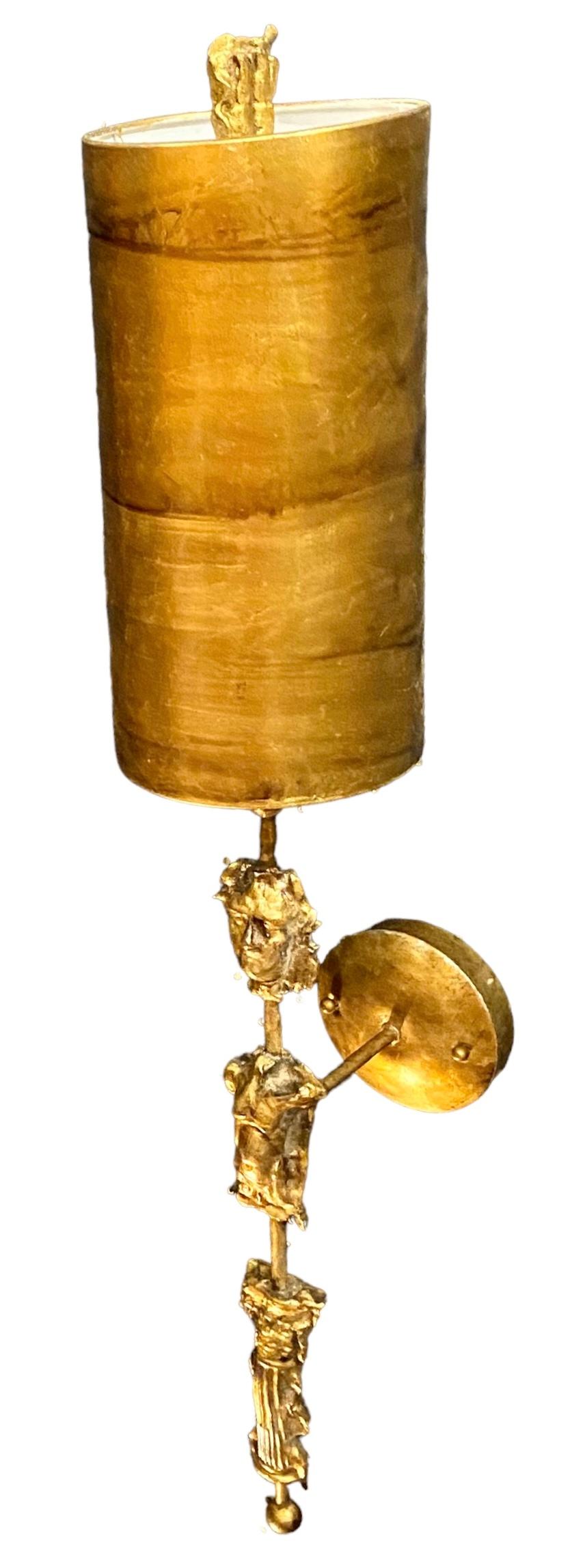 Late 20th Century New Orleans Fragment Burnished Gold Wall Sconces
