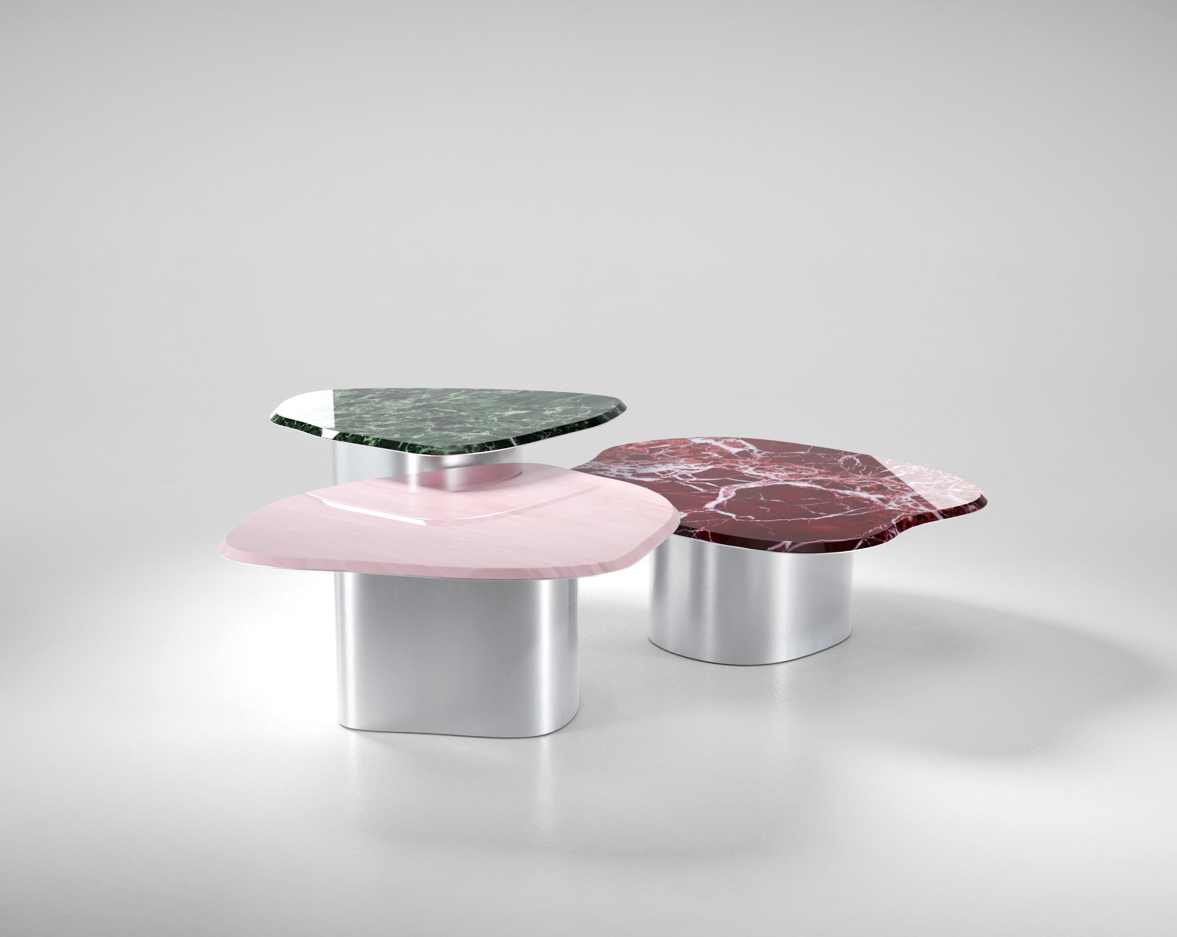 Italian Fragment Coffee Tables in Marble and Metal For Sale