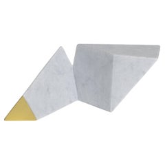 Fragment no.12 - Abstract Sculpture - Carrara Marble and 21ct Gold Leaf