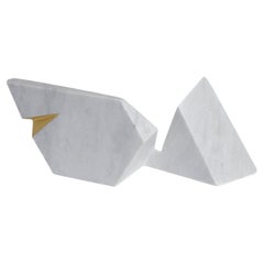 Fragment no.18 - Abstract Sculpture - Carrara Marble and 21ct Gold Leaf