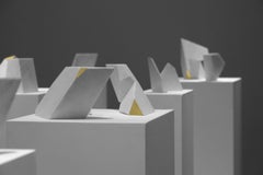 Fragment no.19 - Abstract Sculpture - Carrara Marble and 21ct Gold Leaf