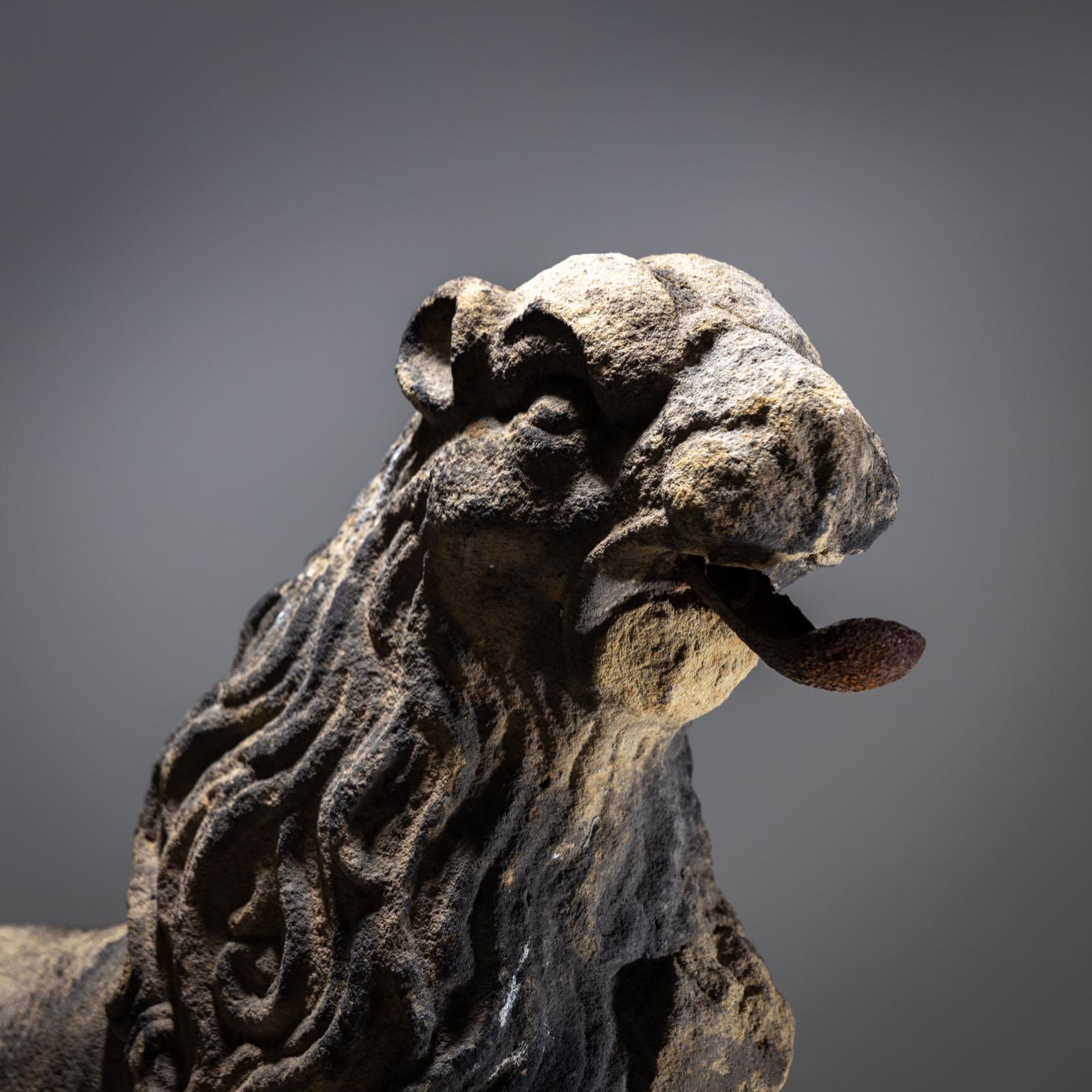 18th Century and Earlier Fragment of a Lion made of Sandstone, 17th Century For Sale