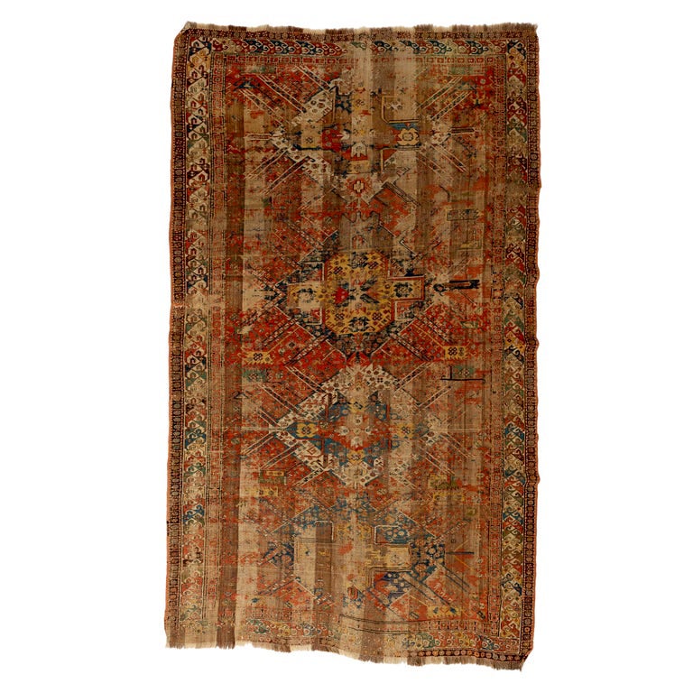 Fragment eines antiken Sumakh-Teppichs mit Originalfarben im Angebot