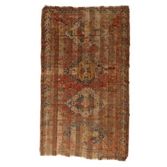 Antique Sumakh Carpet Fragment, Distressed Colors, Early 1800s